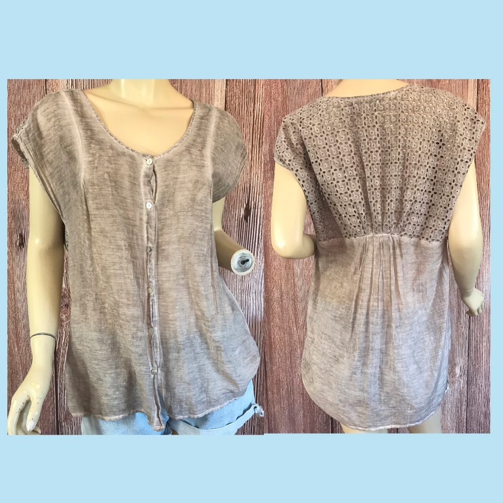 Black Swan Silk Blend Button Down Blouse Medium